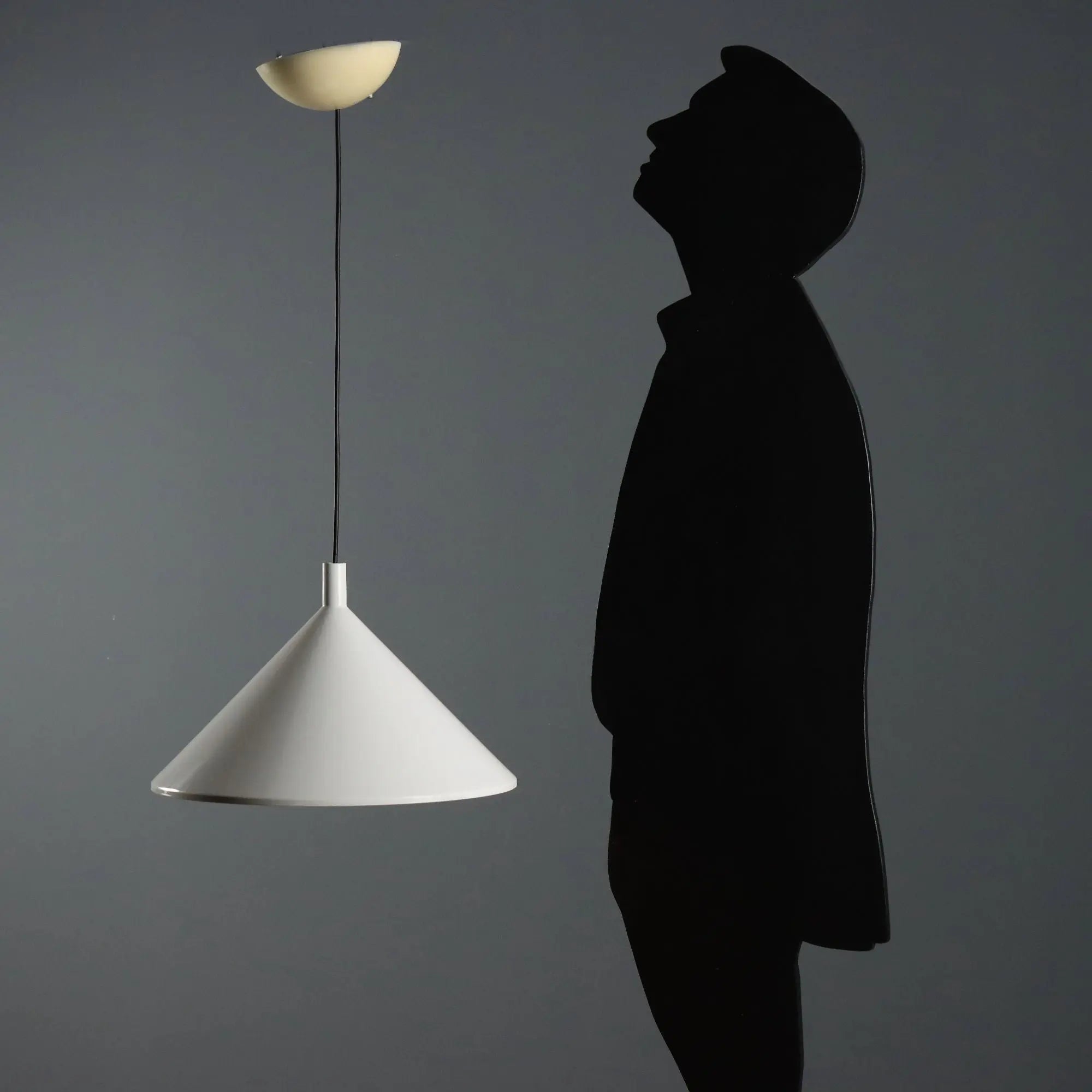 Vintage Ceiling Lamp White Aluminium Design 1980s