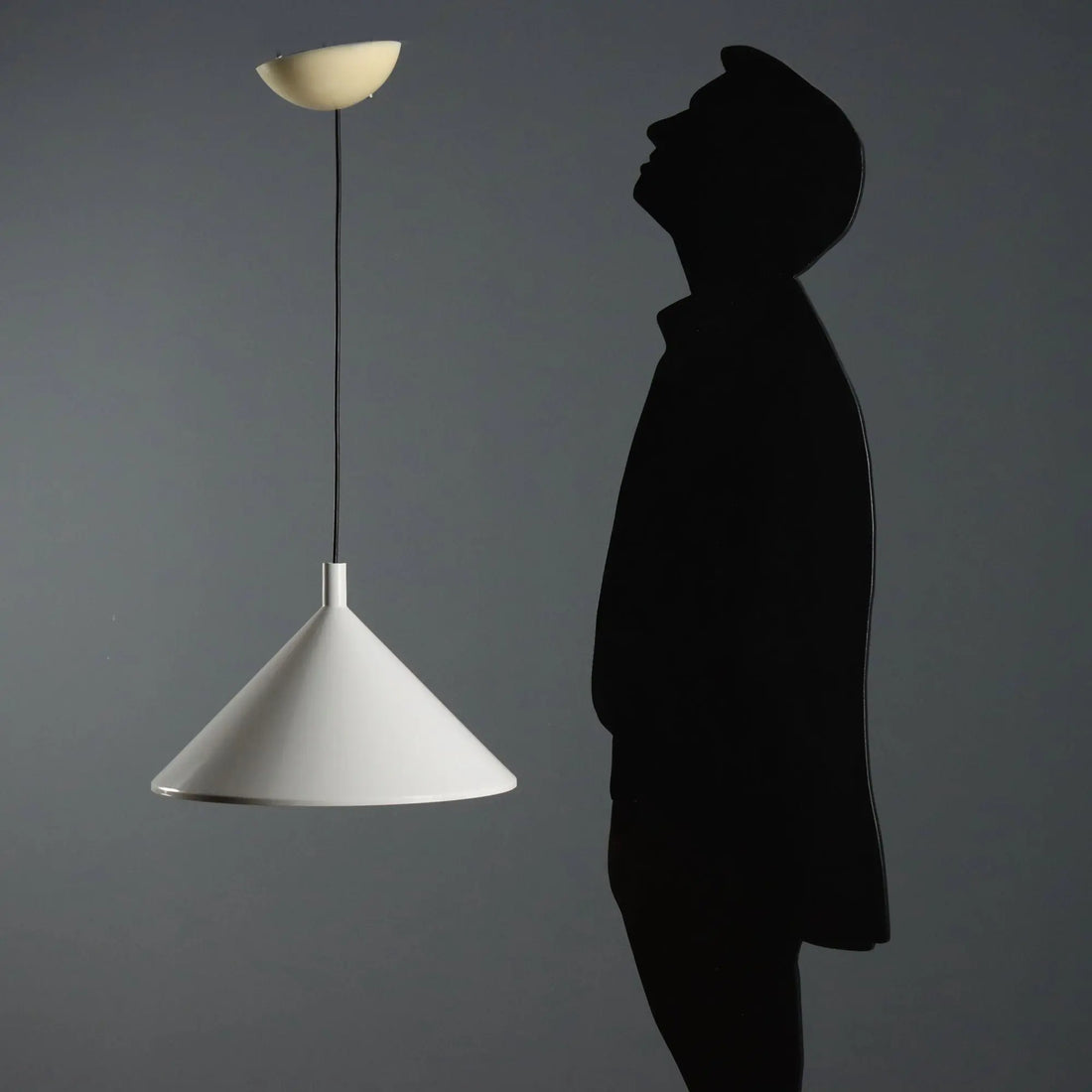 Vintage Ceiling Lamp White Aluminium Design 1980s