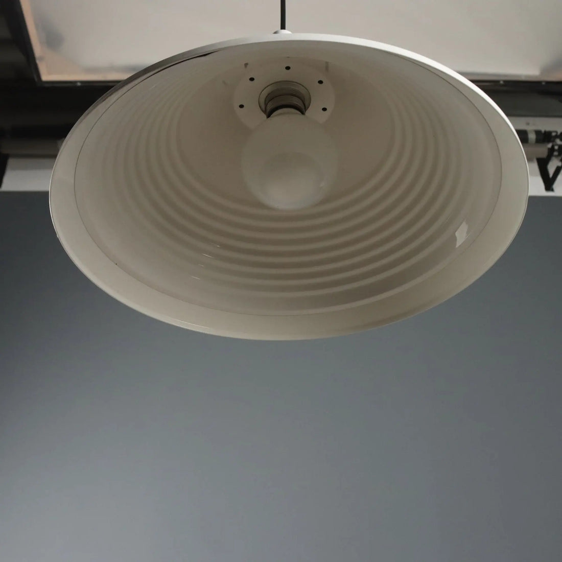 Vintage Ceiling Lamp White Aluminium Design 1980s