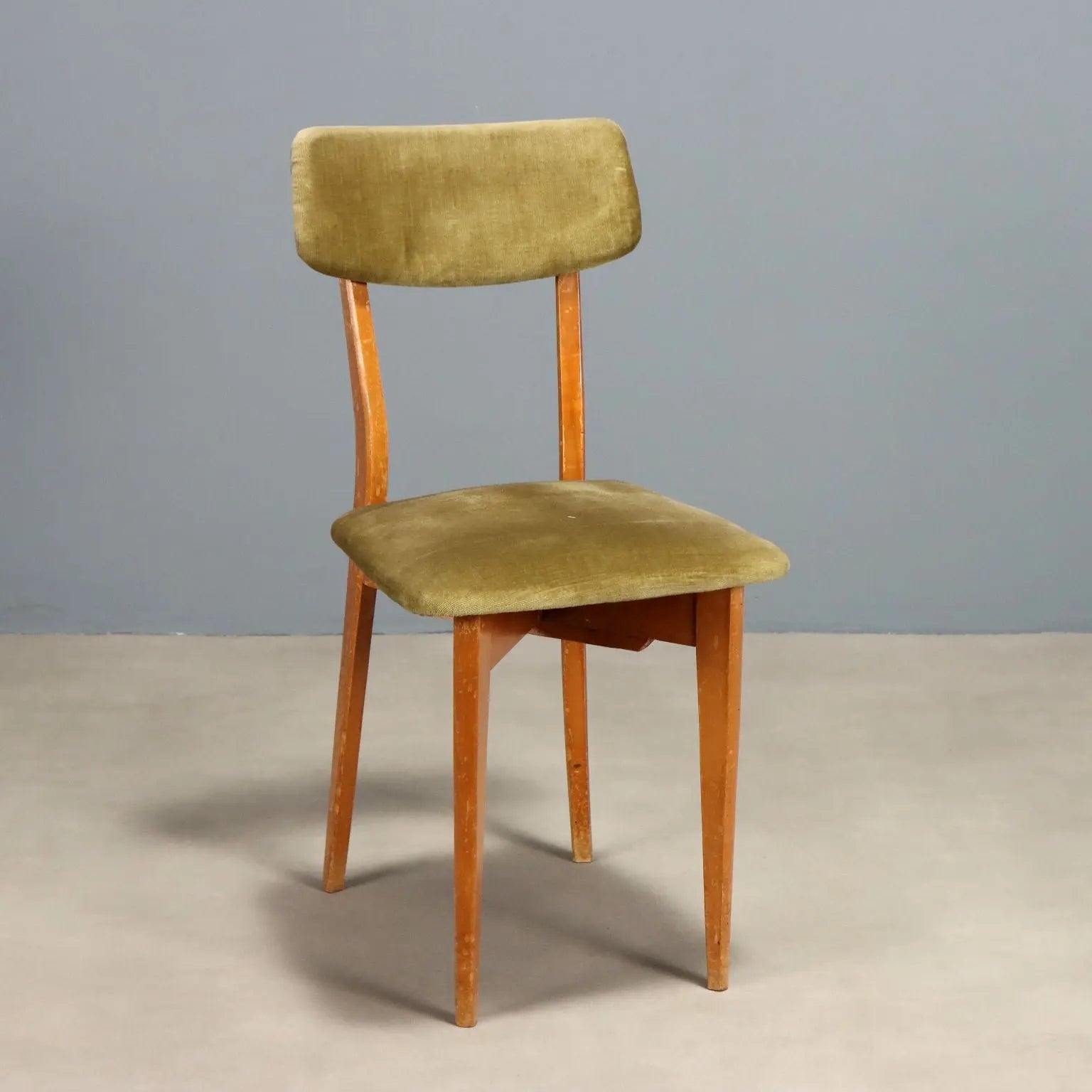 Vintage Chair Beech Velvet Design Italy 1950 To Restore