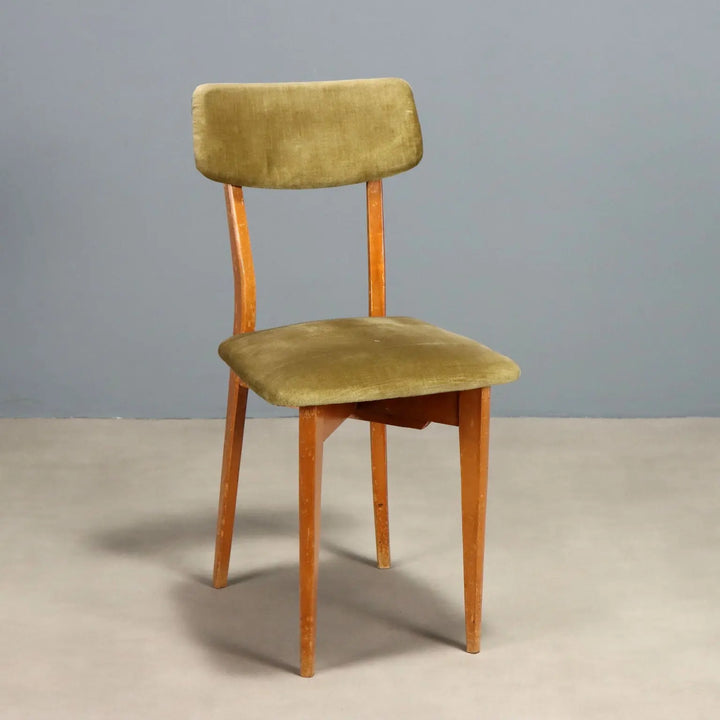 Vintage Chair Beech Velvet Design Italy 1950 To Restore