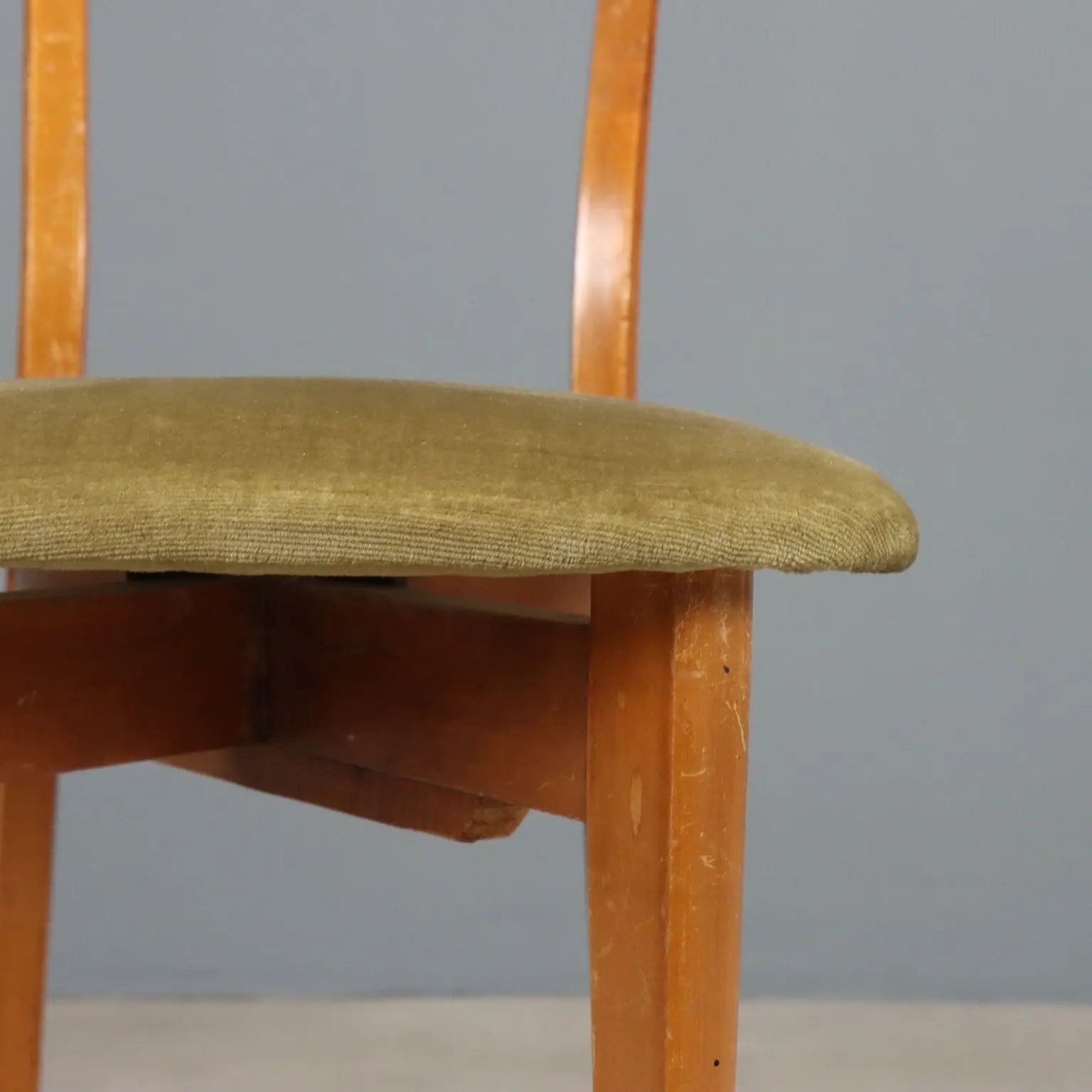 Vintage Chair Beech Velvet Design Italy 1950 To Restore