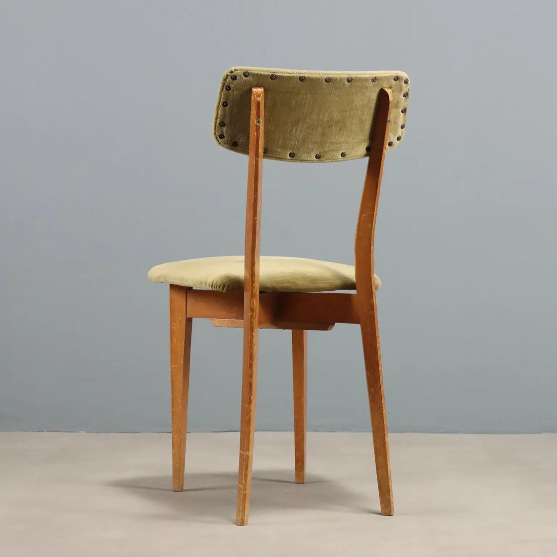 Vintage Chair Beech Velvet Design Italy 1950 To Restore