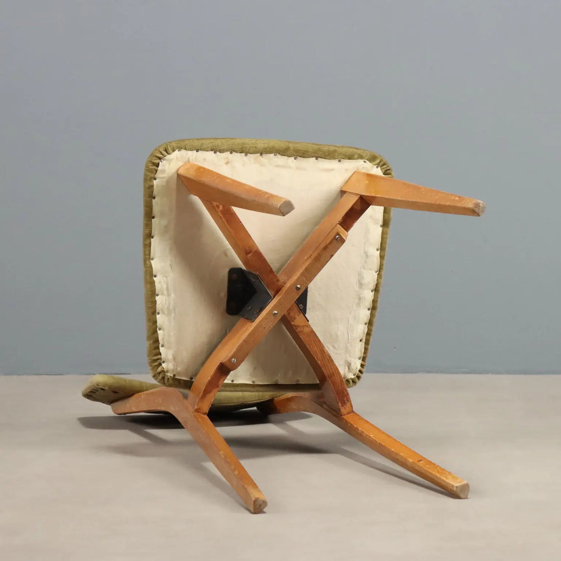 Vintage Chair Beech Velvet Design Italy 1950 To Restore