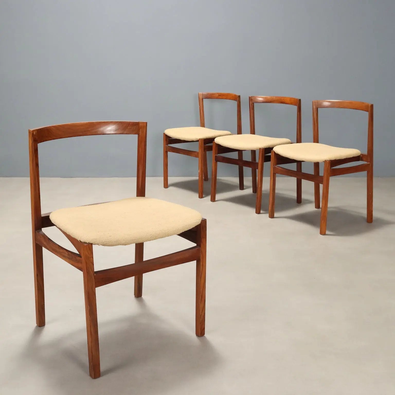 Vintage Living Room Chairs Exotic Wood Fabric Design 1960s