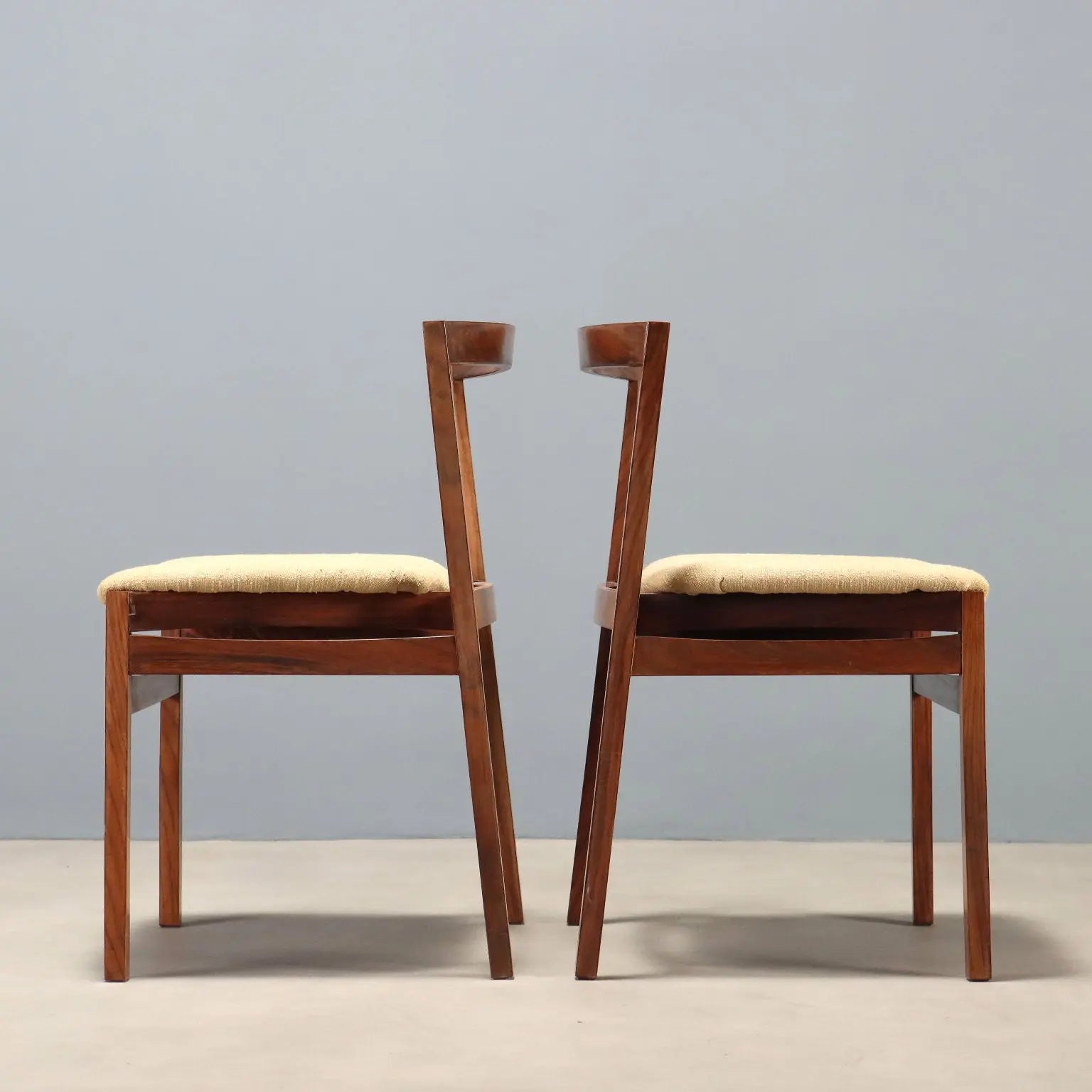 Vintage Living Room Chairs Exotic Wood Fabric Design 1960s