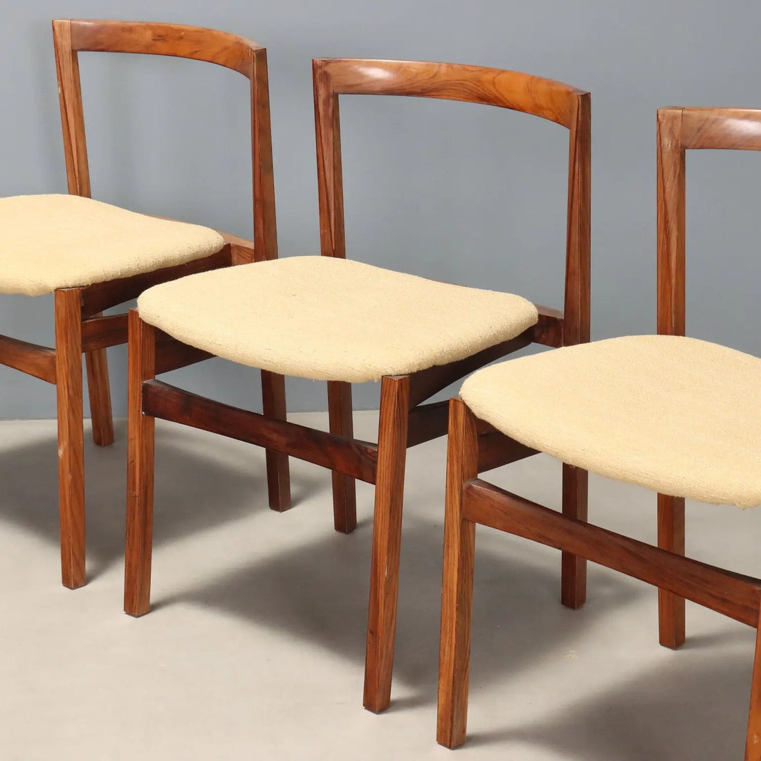 Vintage Living Room Chairs Exotic Wood Fabric Design 1960s