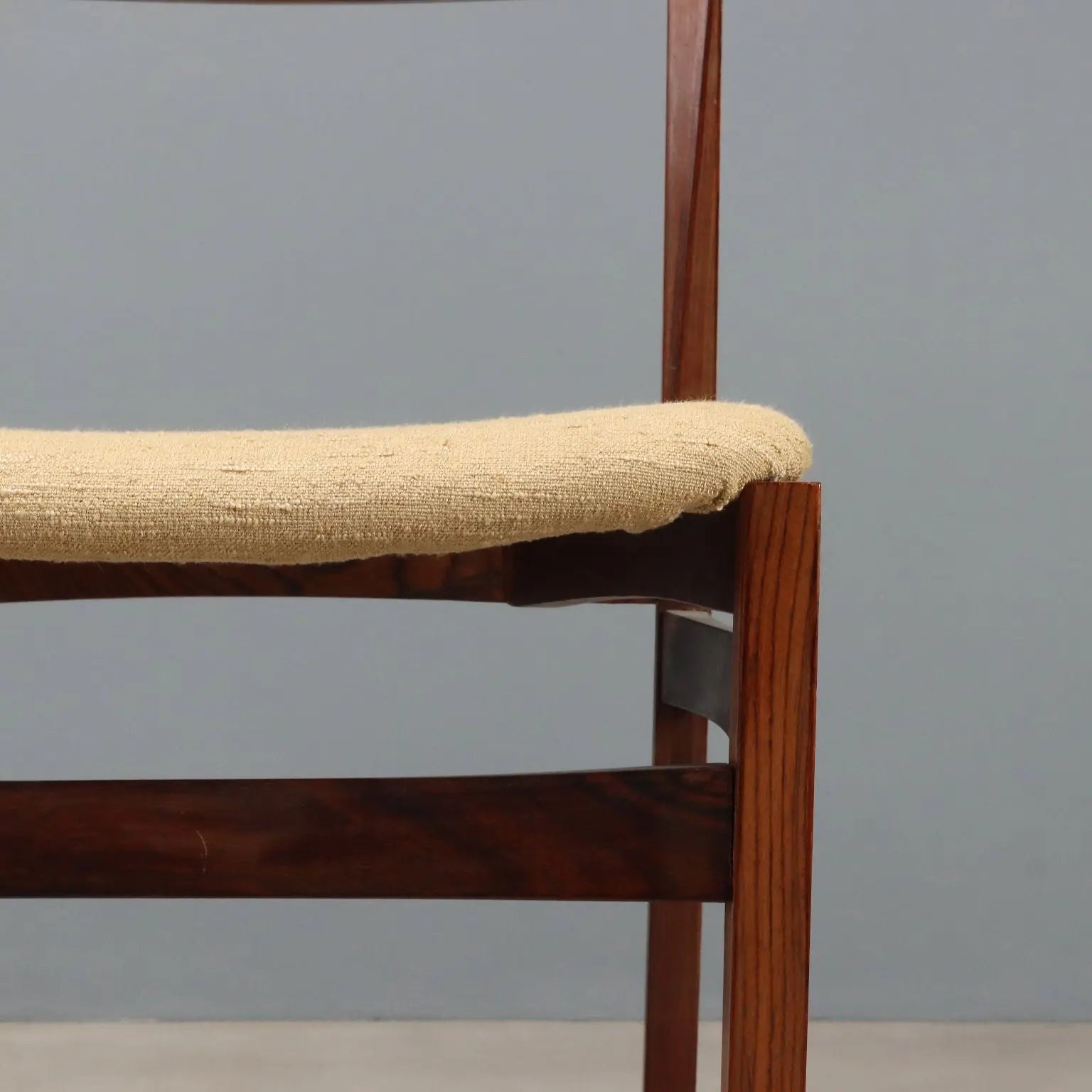 Vintage Living Room Chairs Exotic Wood Fabric Design 1960s