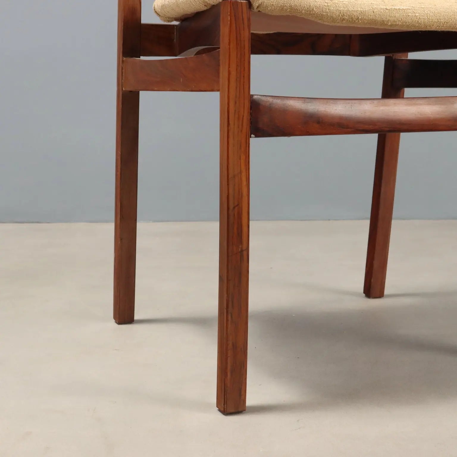 Vintage Living Room Chairs Exotic Wood Fabric Design 1960s