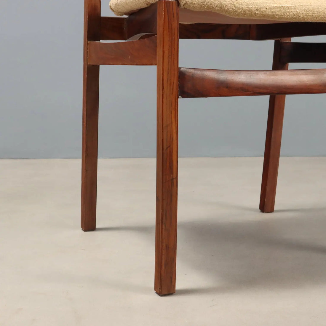 Vintage Living Room Chairs Exotic Wood Fabric Design 1960s