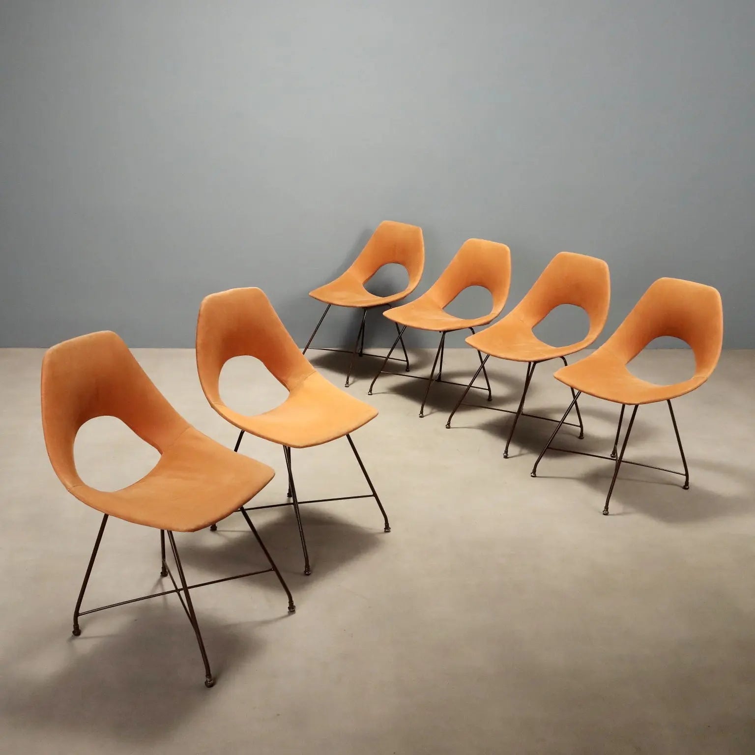 Vintage Saporiti Chairs Design Augusto Bozzi Fabric 1950s-1960s