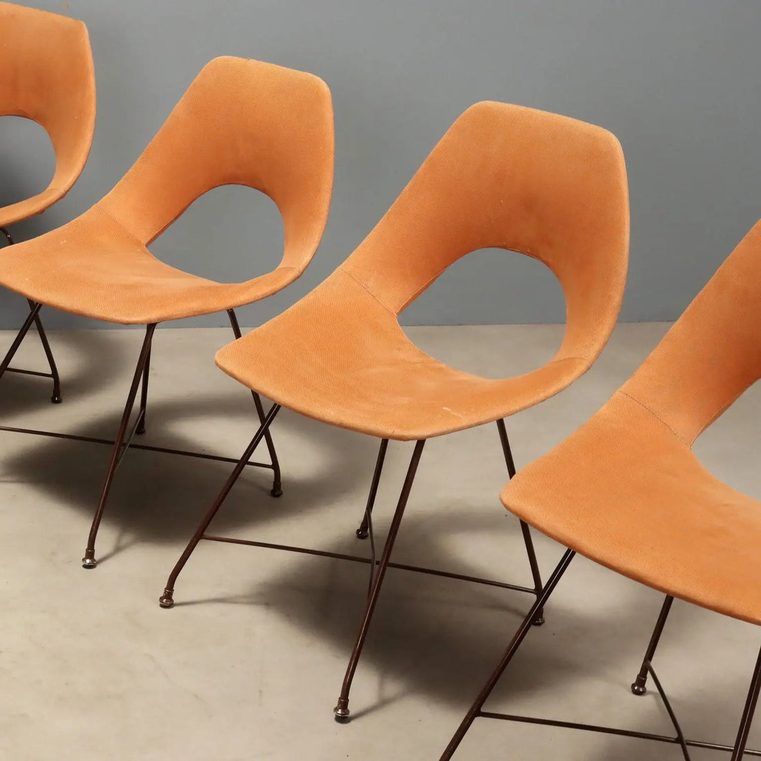 Vintage Saporiti Chairs Design Augusto Bozzi Fabric 1950s-1960s
