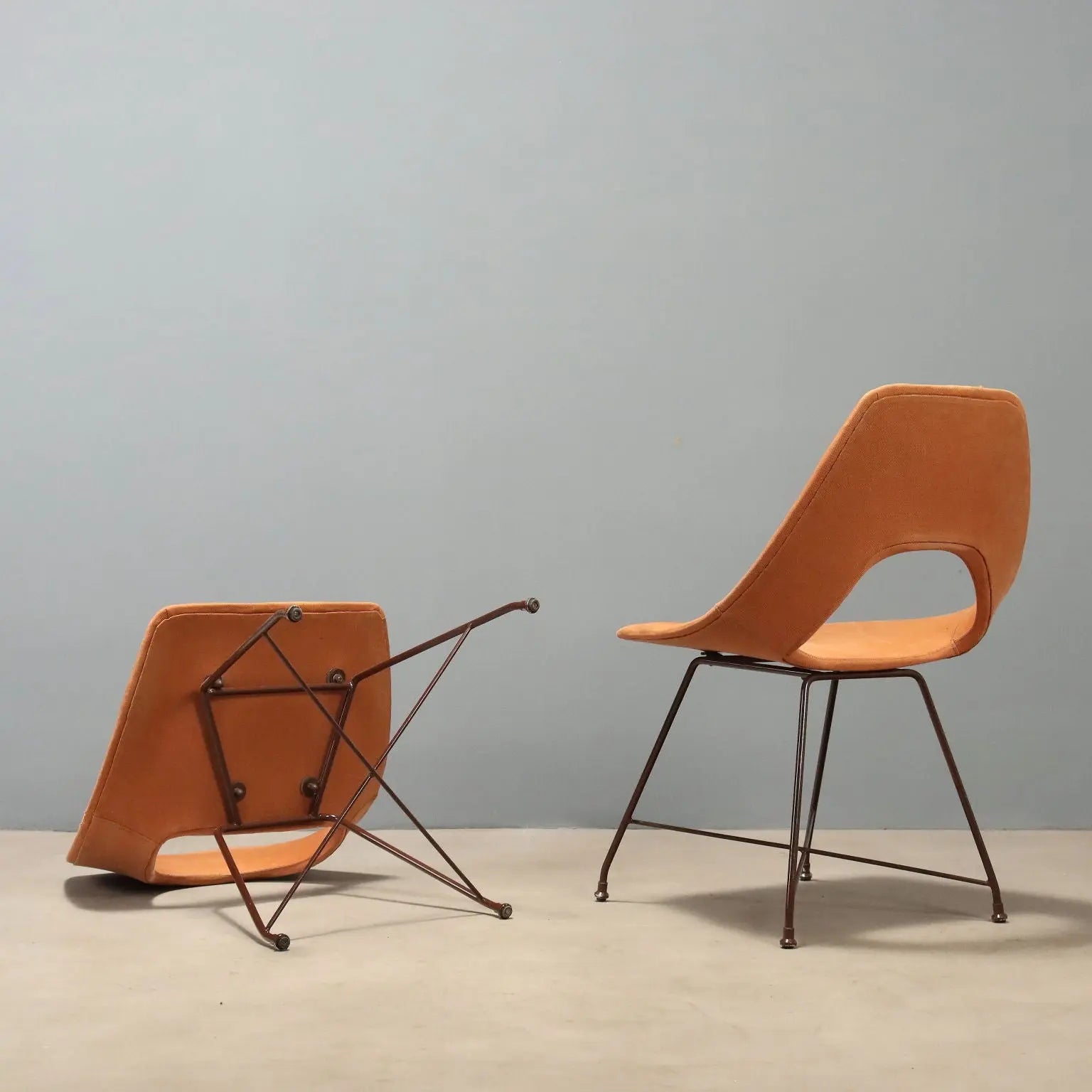Vintage Saporiti Chairs Design Augusto Bozzi Fabric 1950s-1960s