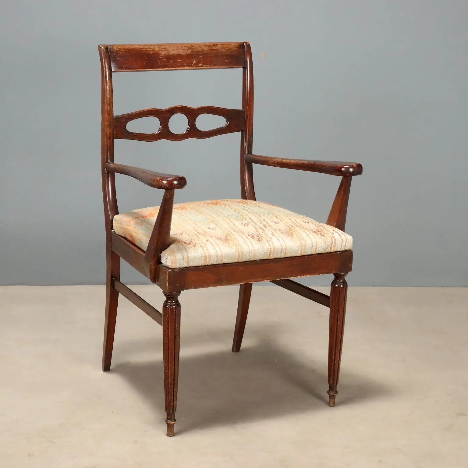 Antique Armchair Mahogany Painted Beech Italy XX Century