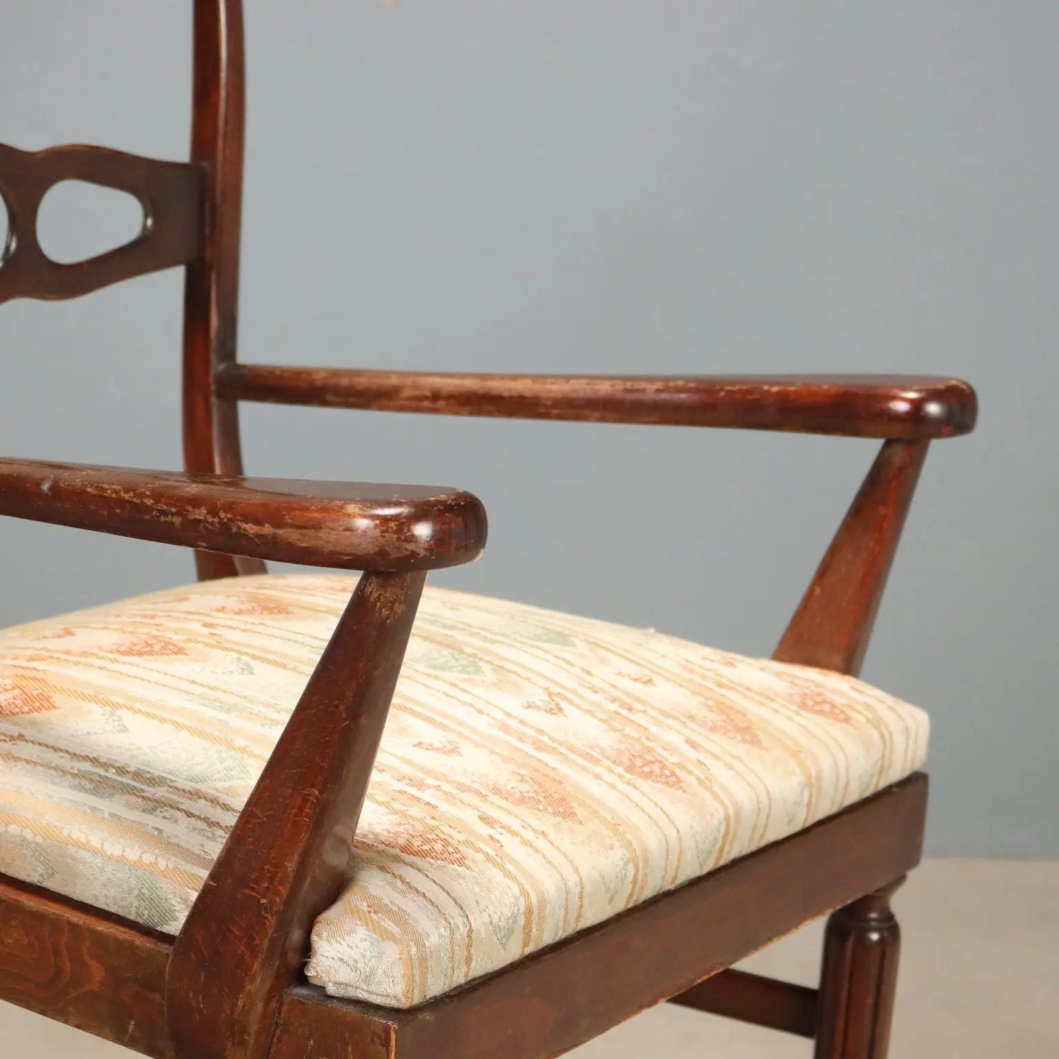 Antique Armchair Mahogany Painted Beech Italy XX Century