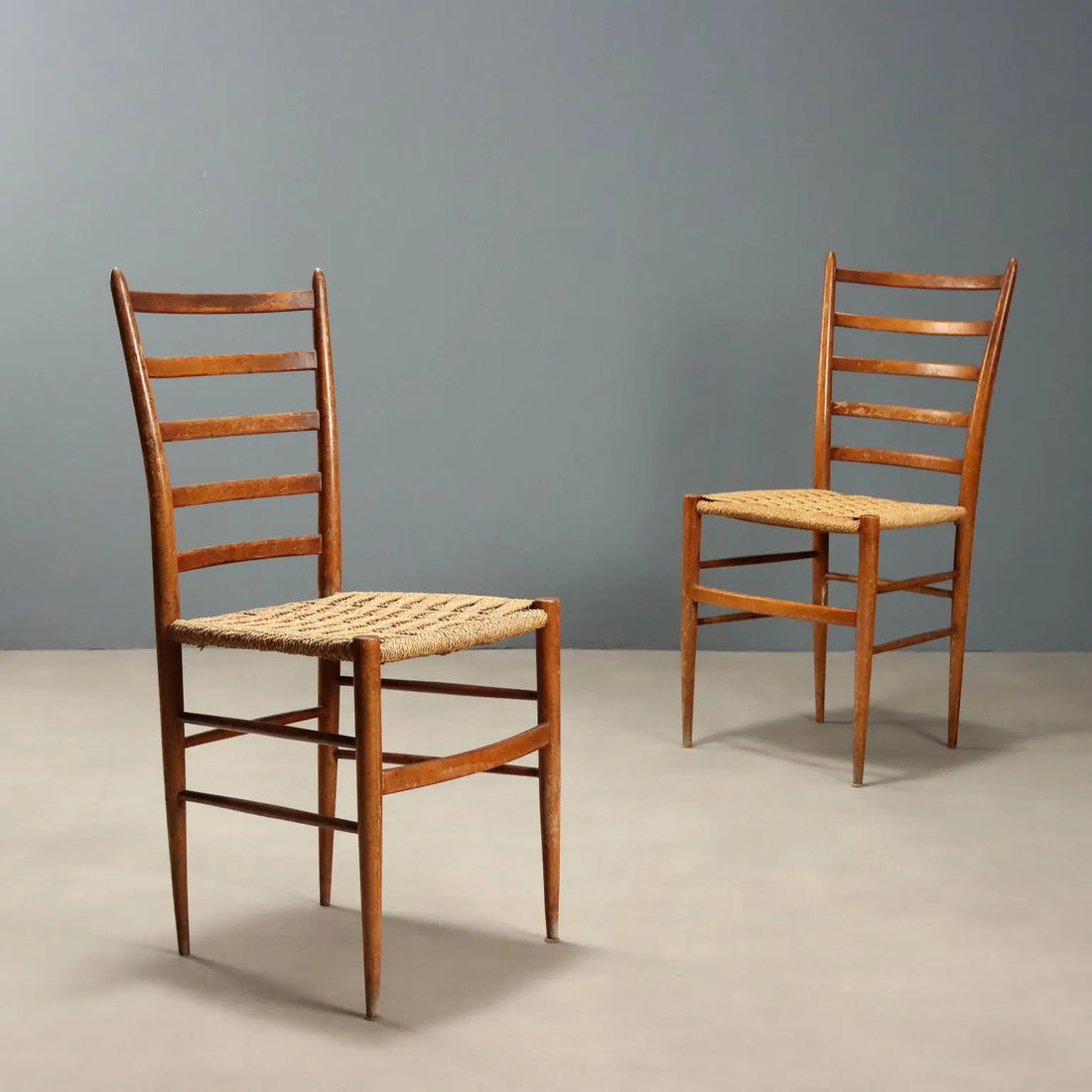 1950s Beech and Woven Cord Chairs