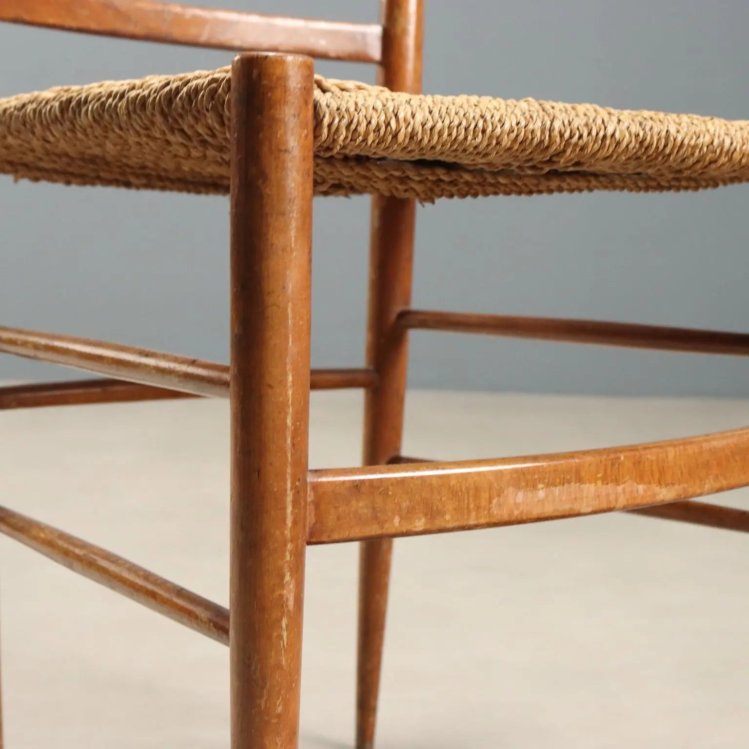 1950s Beech and Woven Cord Chairs