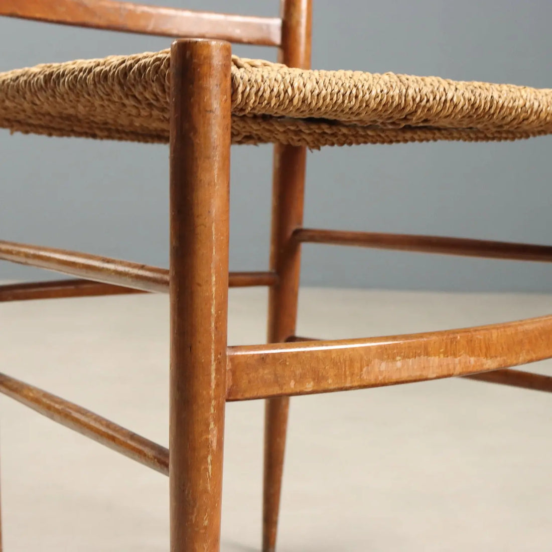 1950s Beech and Woven Cord Chairs