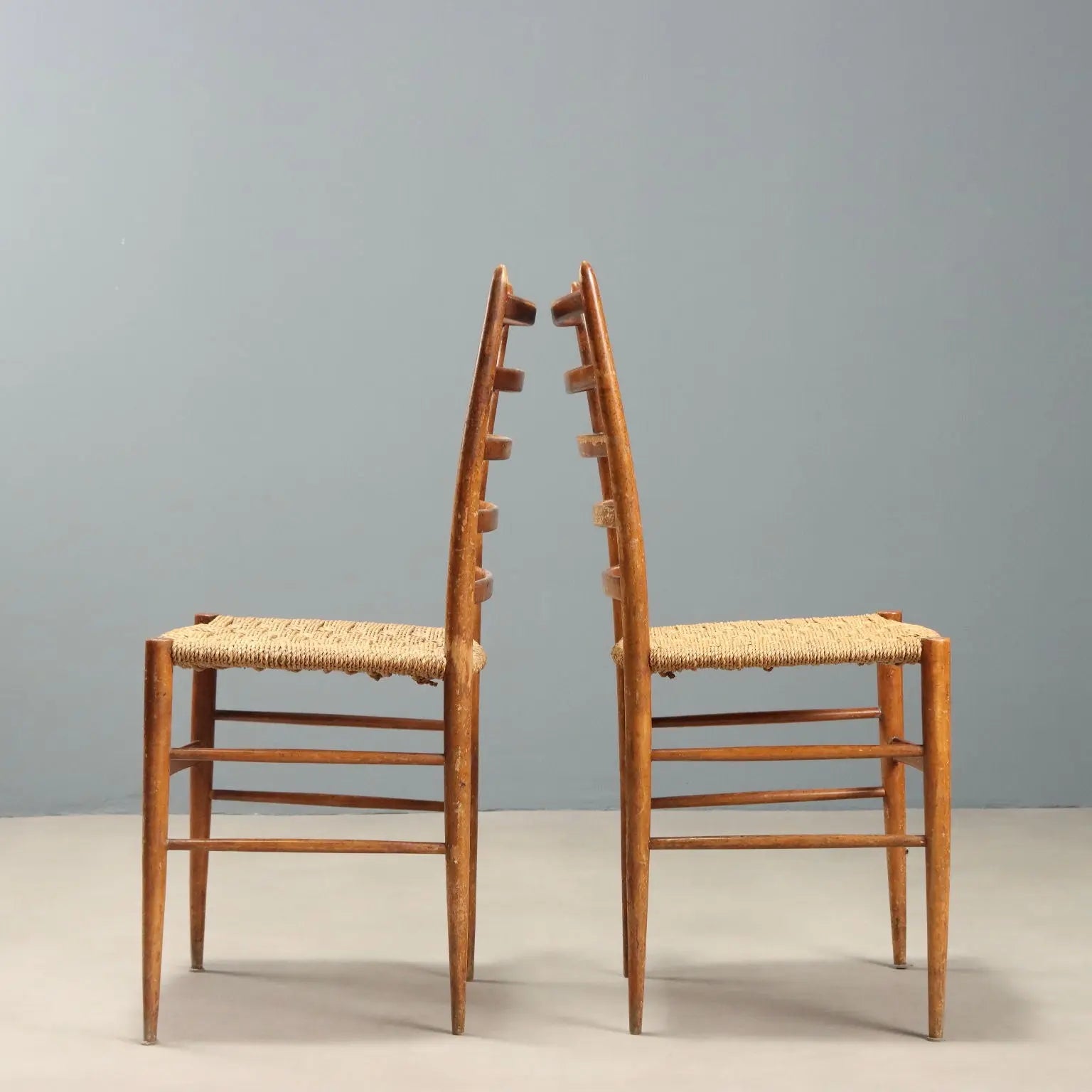 1950s Beech and Woven Cord Chairs
