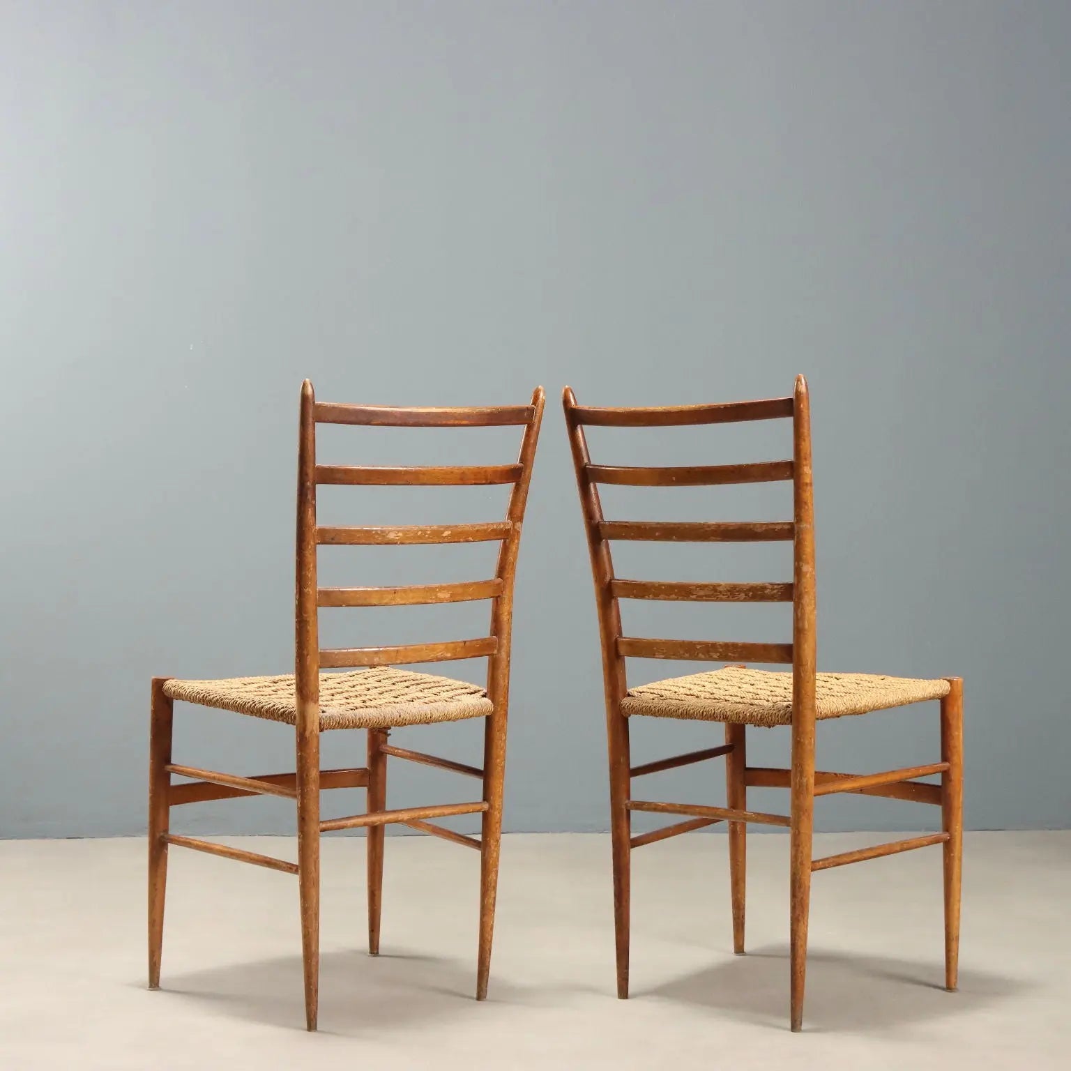 1950s Beech and Woven Cord Chairs