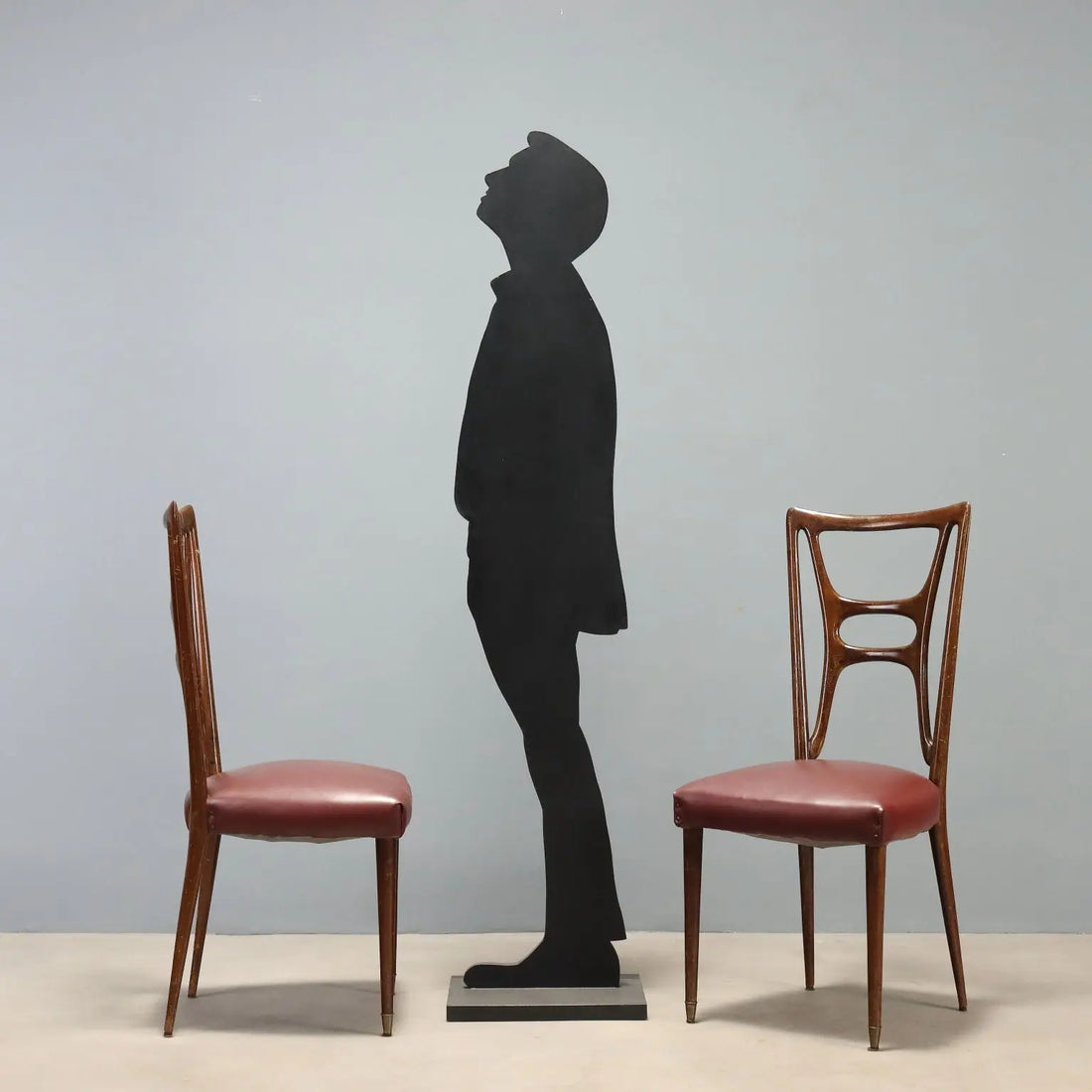 1950s Italian Chairs in Wood and Bordeaux Faux Leather