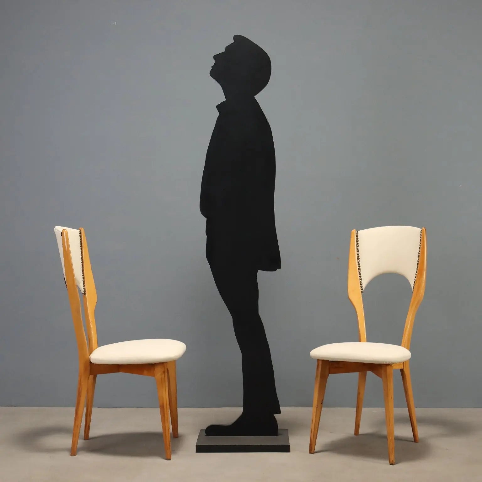 1960s Beech and Faux Leather Chairs