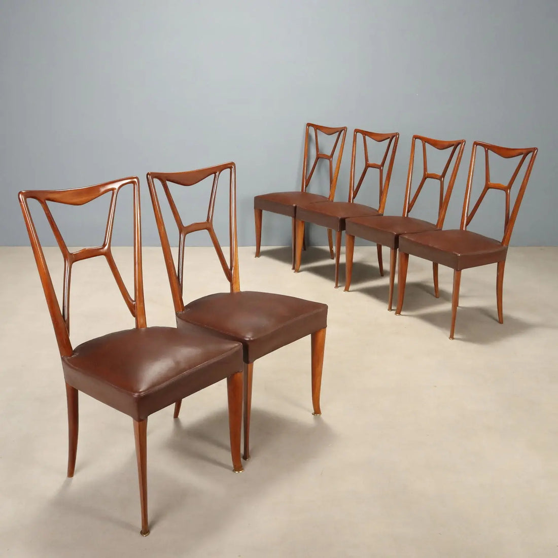1950s Wooden and Faux Leather Dining Chairs