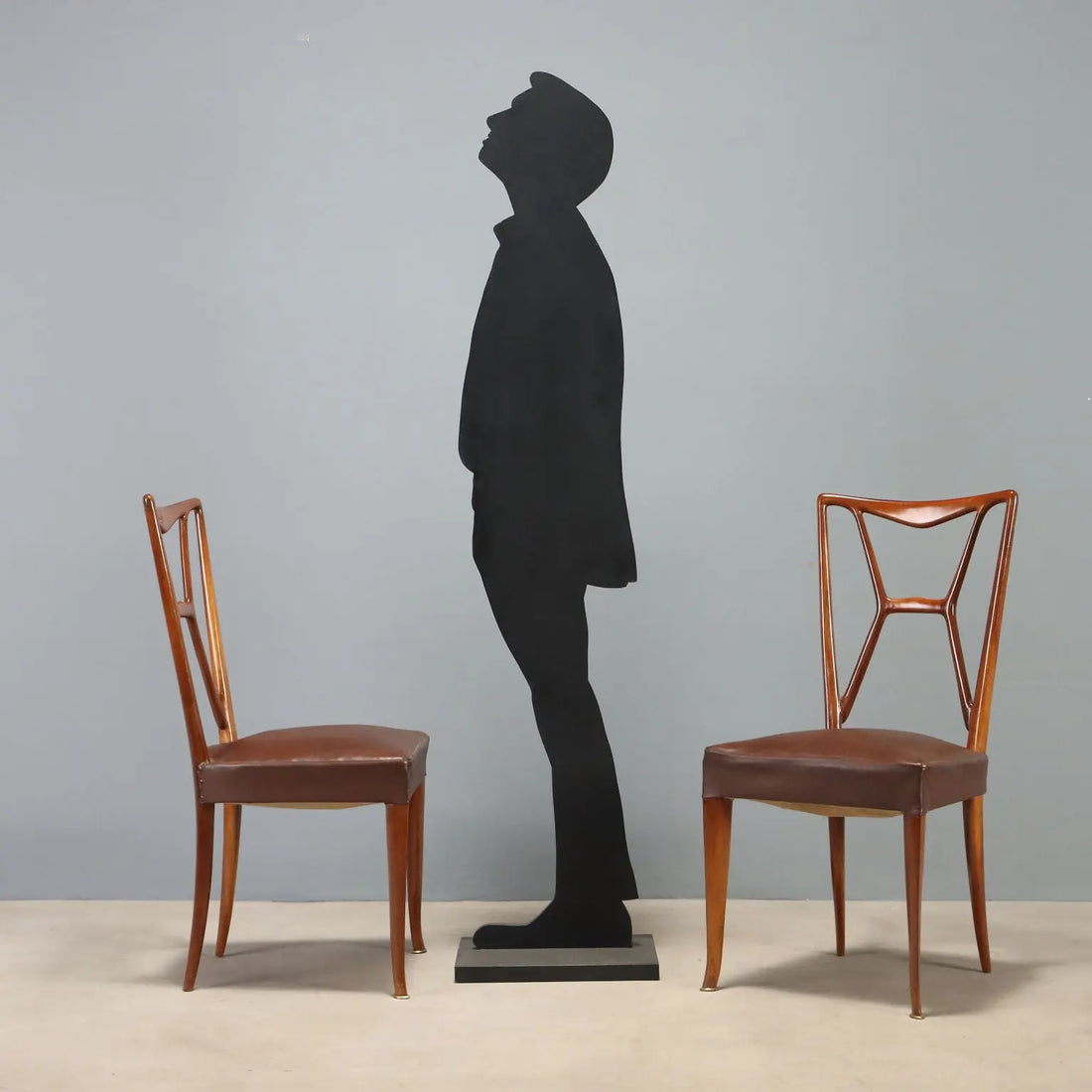1950s Wooden and Faux Leather Dining Chairs