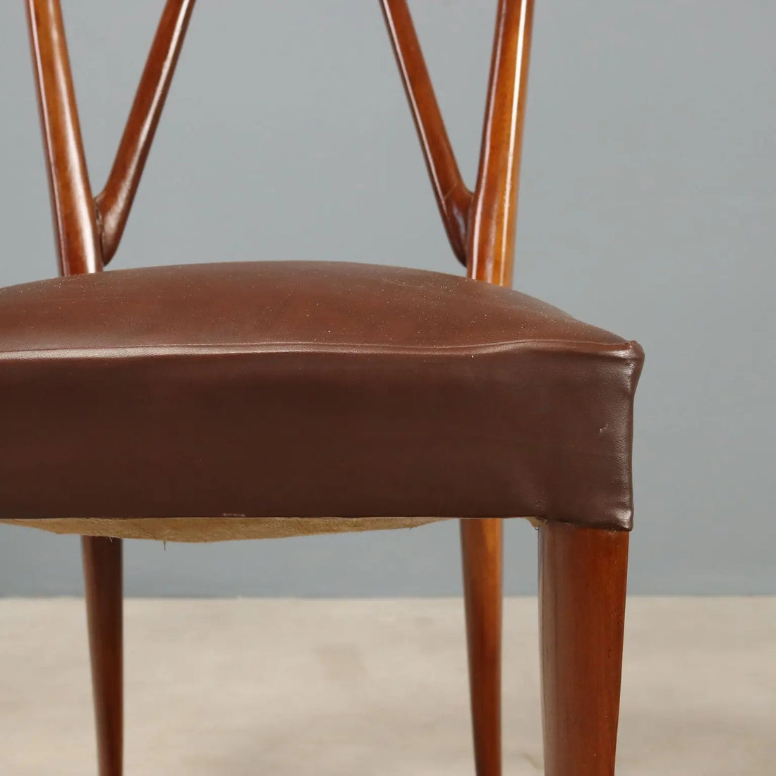 1950s Wooden and Faux Leather Dining Chairs