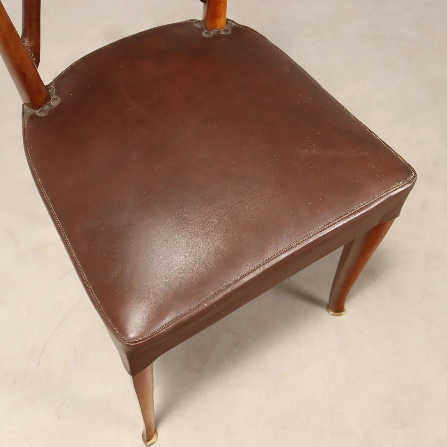 1950s Wooden and Faux Leather Dining Chairs