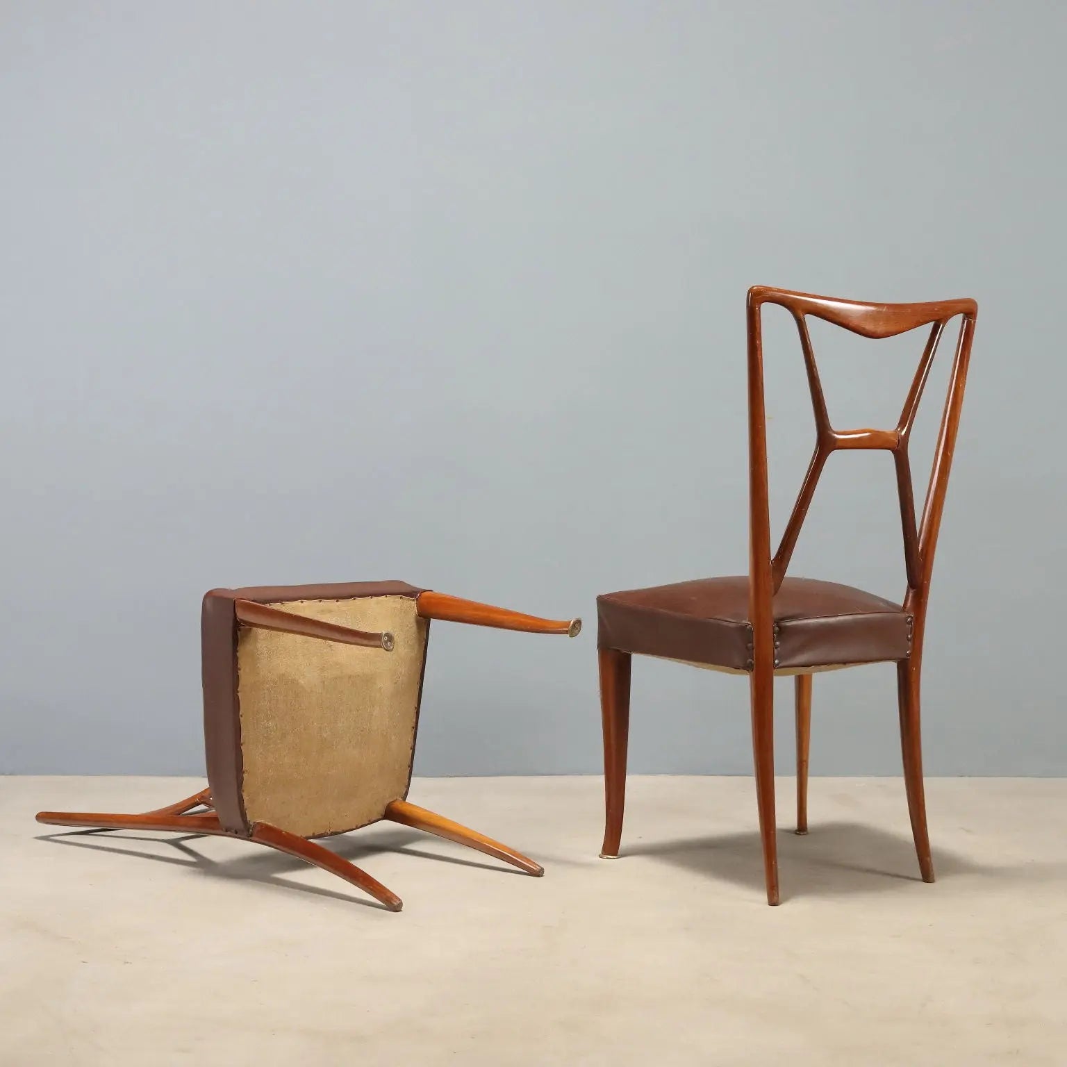 1950s Wooden and Faux Leather Dining Chairs