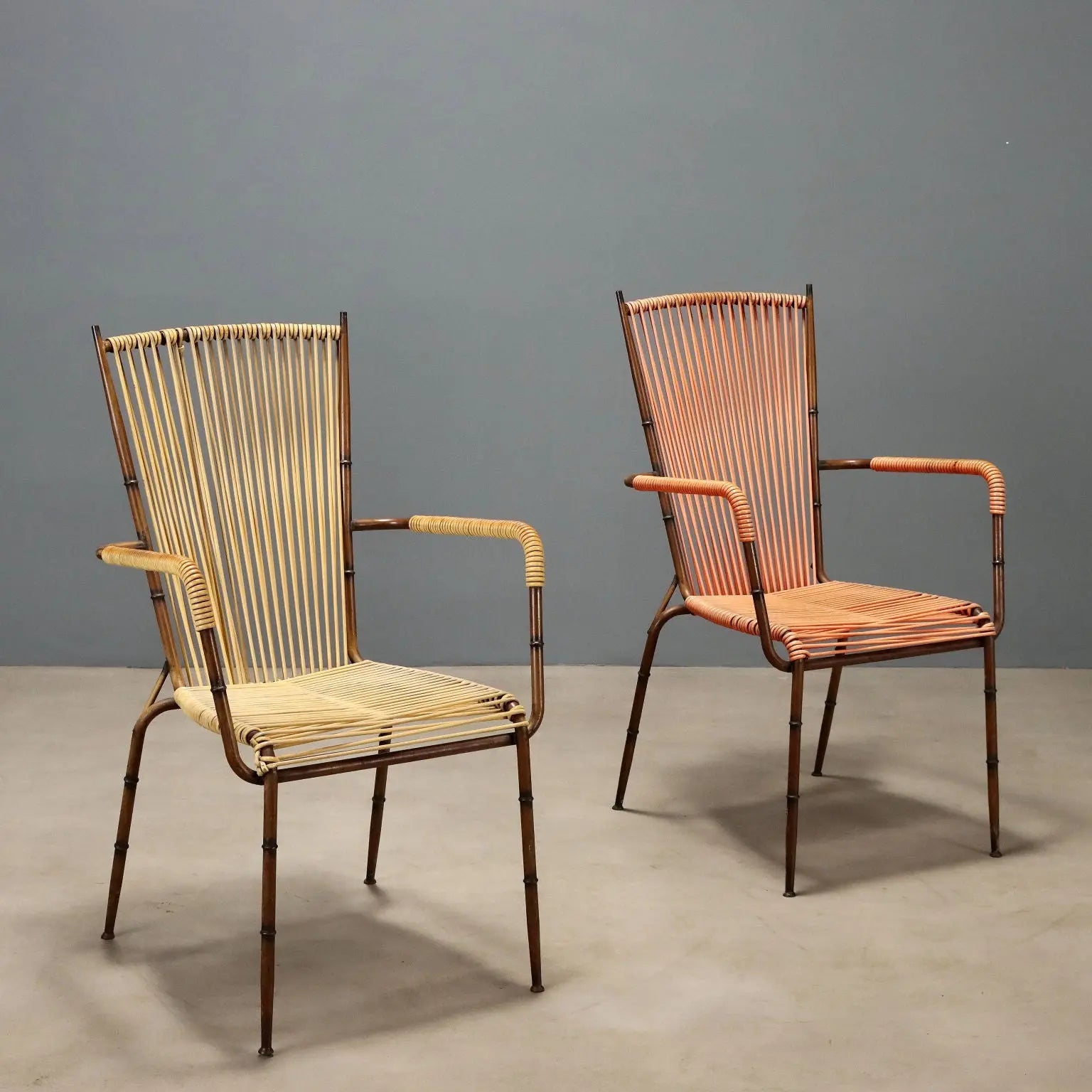 1960s Metal and Cord Chairs