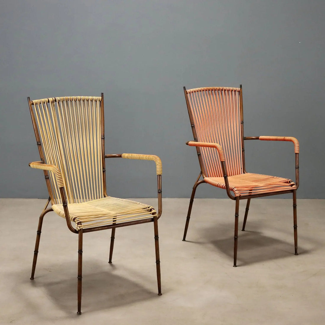 1960s Metal and Cord Chairs