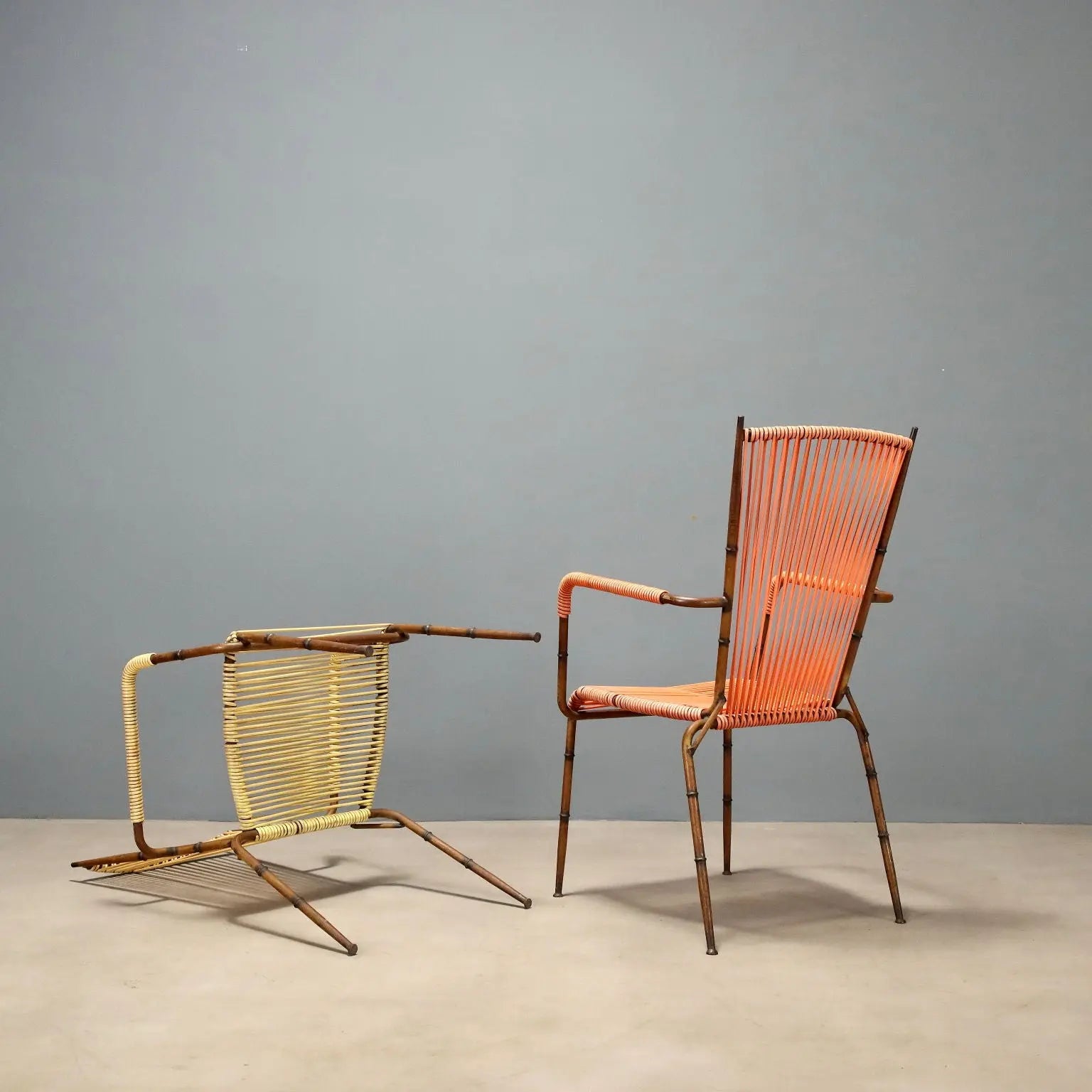 1960s Metal and Cord Chairs