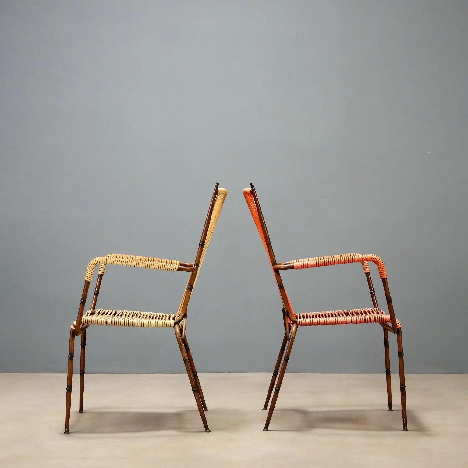 1960s Metal and Cord Chairs