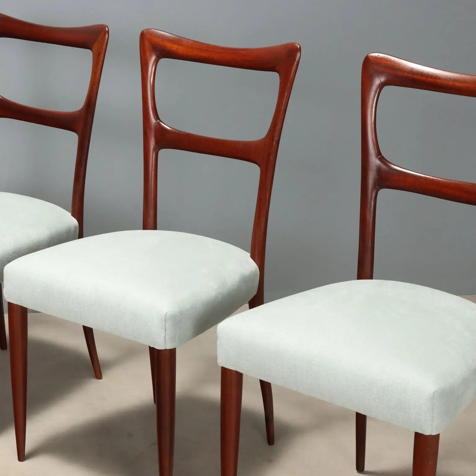 Restored 1950s Mahogany and Fabric Chairs