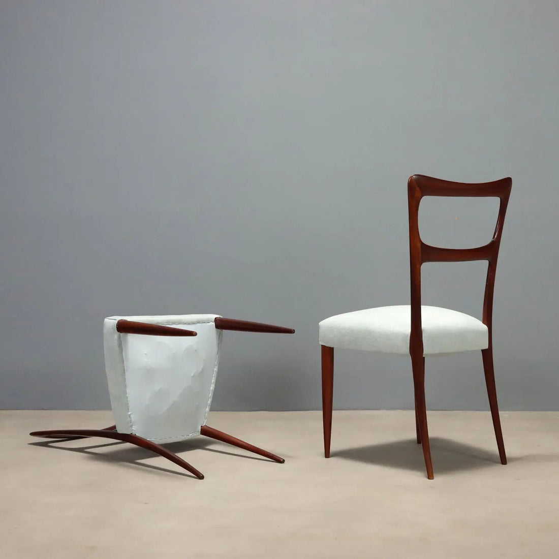 Restored 1950s Mahogany and Fabric Chairs