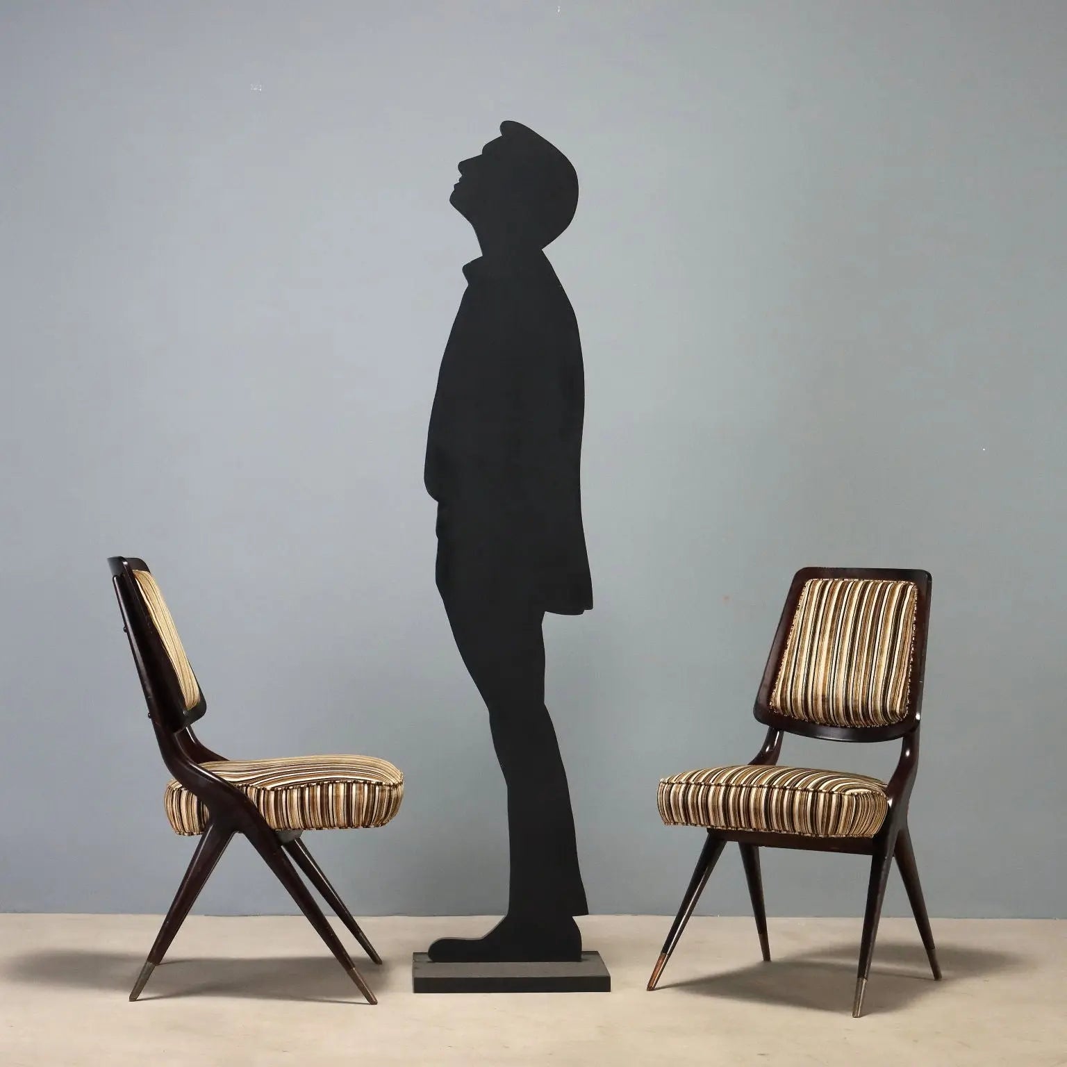1950s-60s Italian Chairs with Striped Fabric