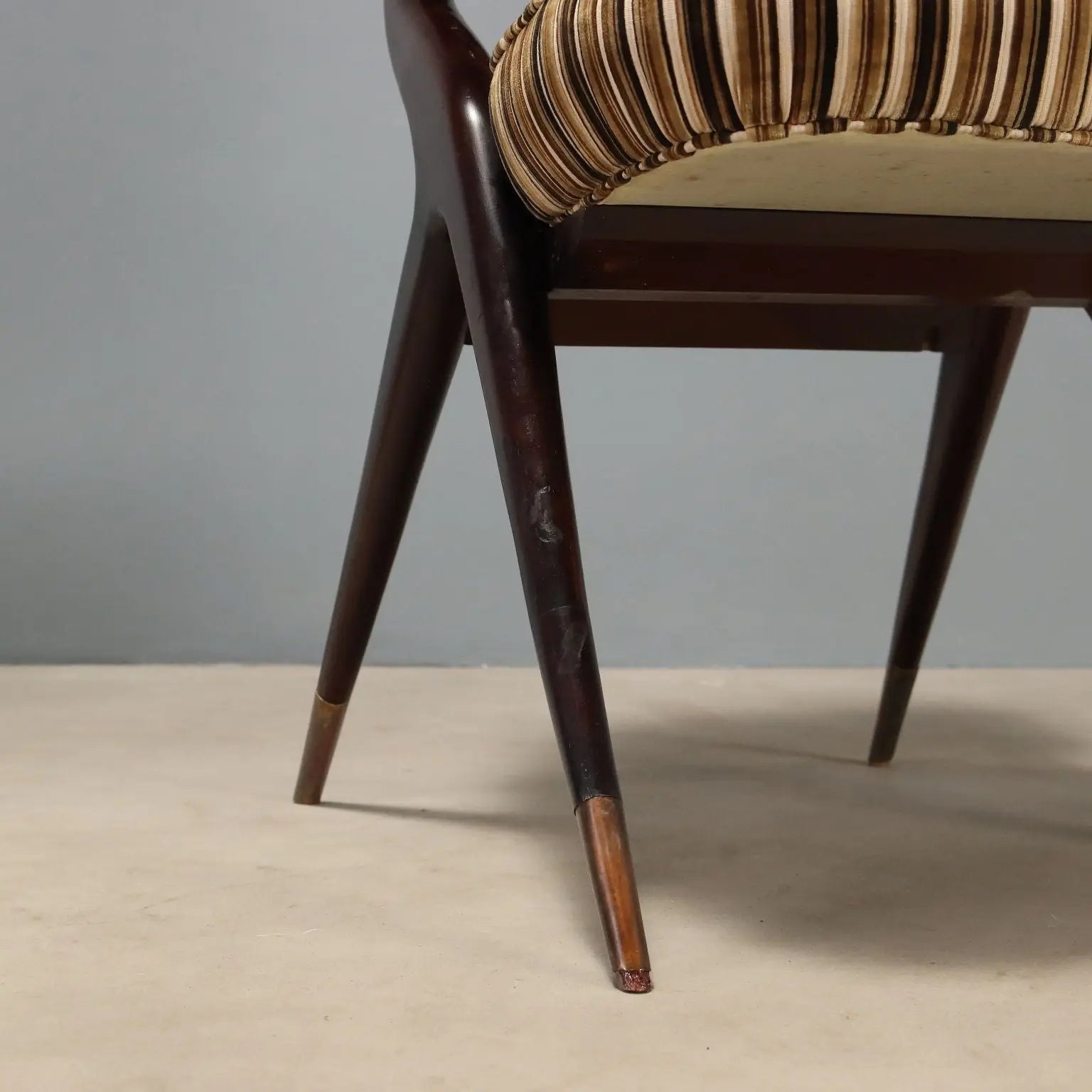 1950s-60s Italian Chairs with Striped Fabric