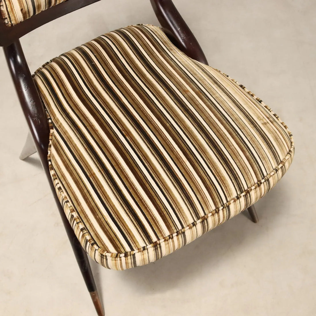 1950s-60s Italian Chairs with Striped Fabric
