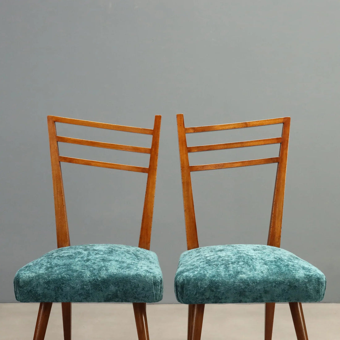 Vintage Chairs Wood Fabric Design Italy 1950s-1960s