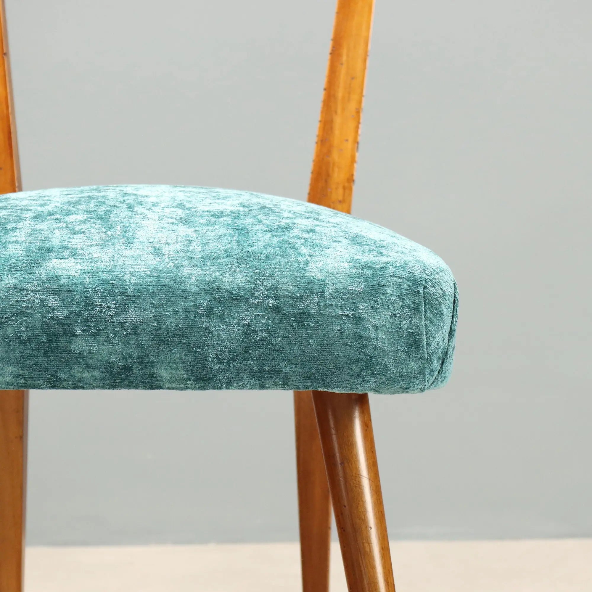 Vintage Chairs Wood Fabric Design Italy 1950s-1960s