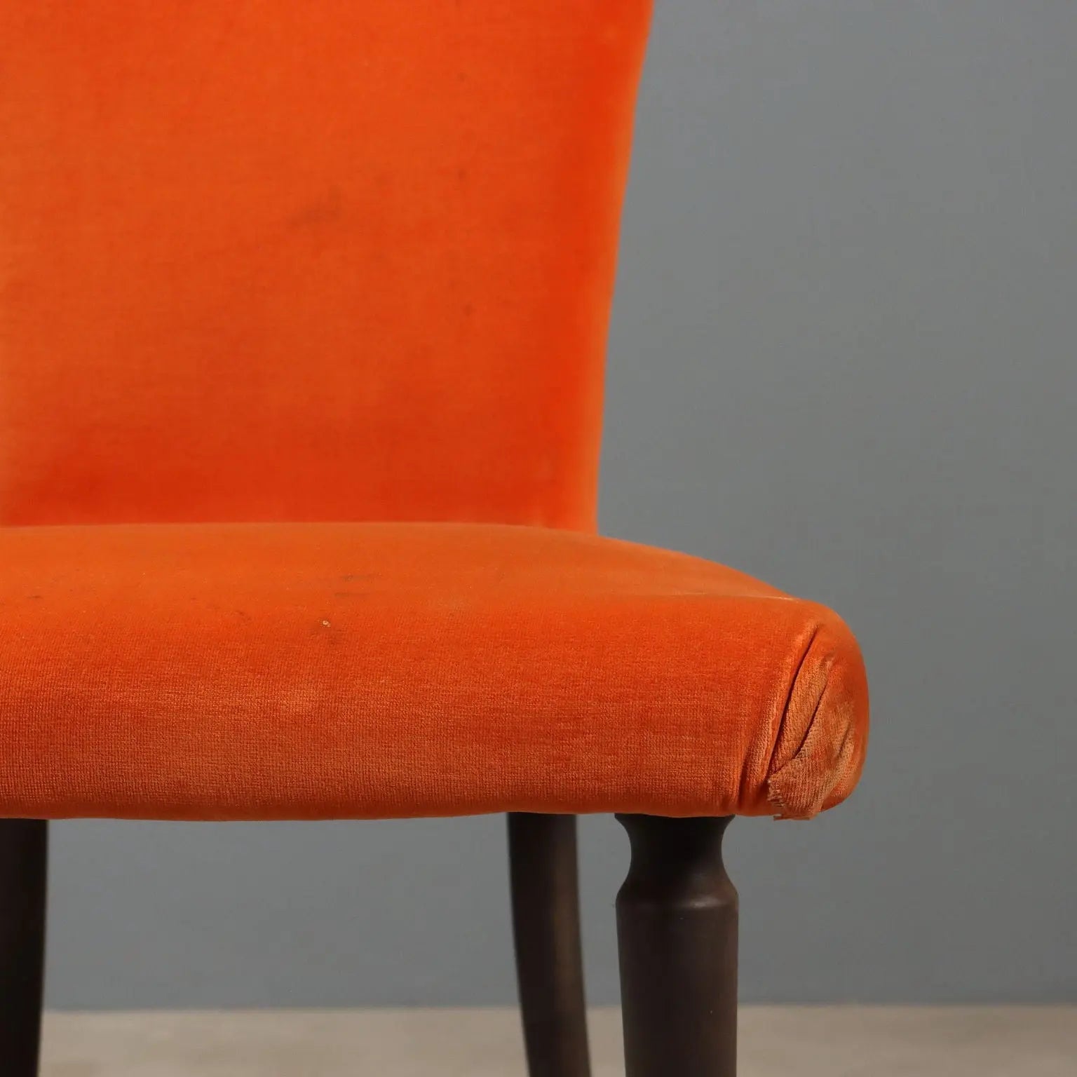 1980s Wooden and Orange Fabric Chairs