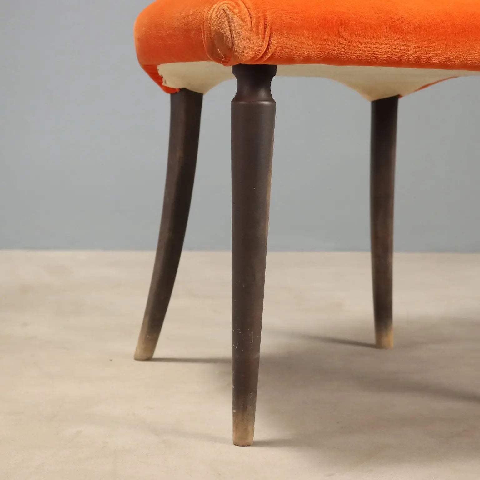 1980s Wooden and Orange Fabric Chairs
