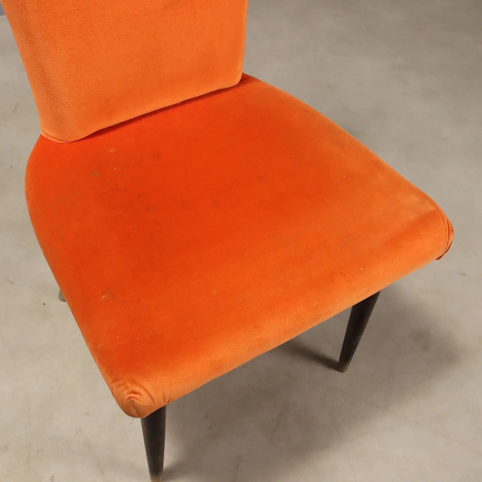 1980s Wooden and Orange Fabric Chairs