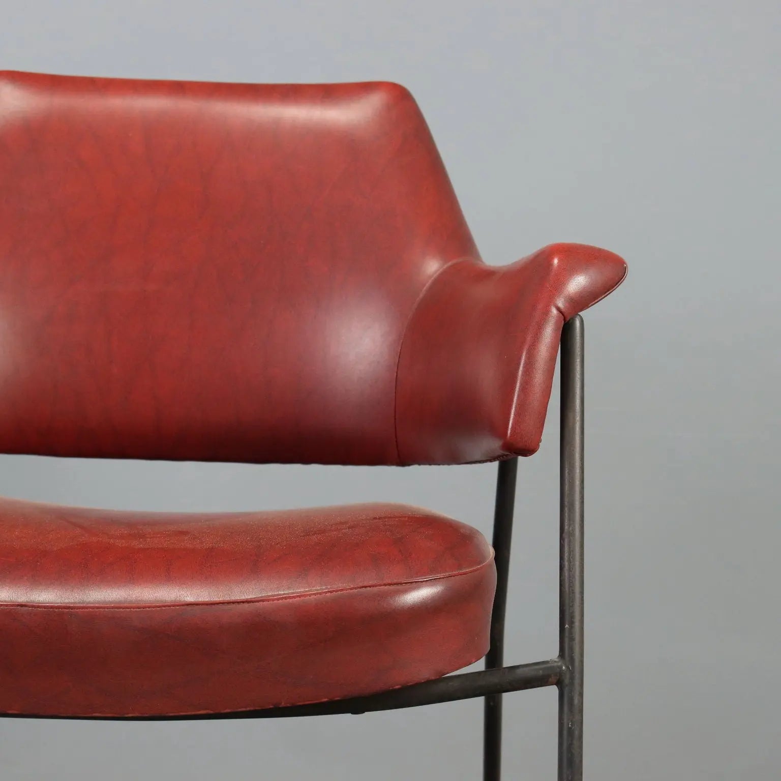 Vintage Armchairs Metal Leatherette Design Italy 1960s