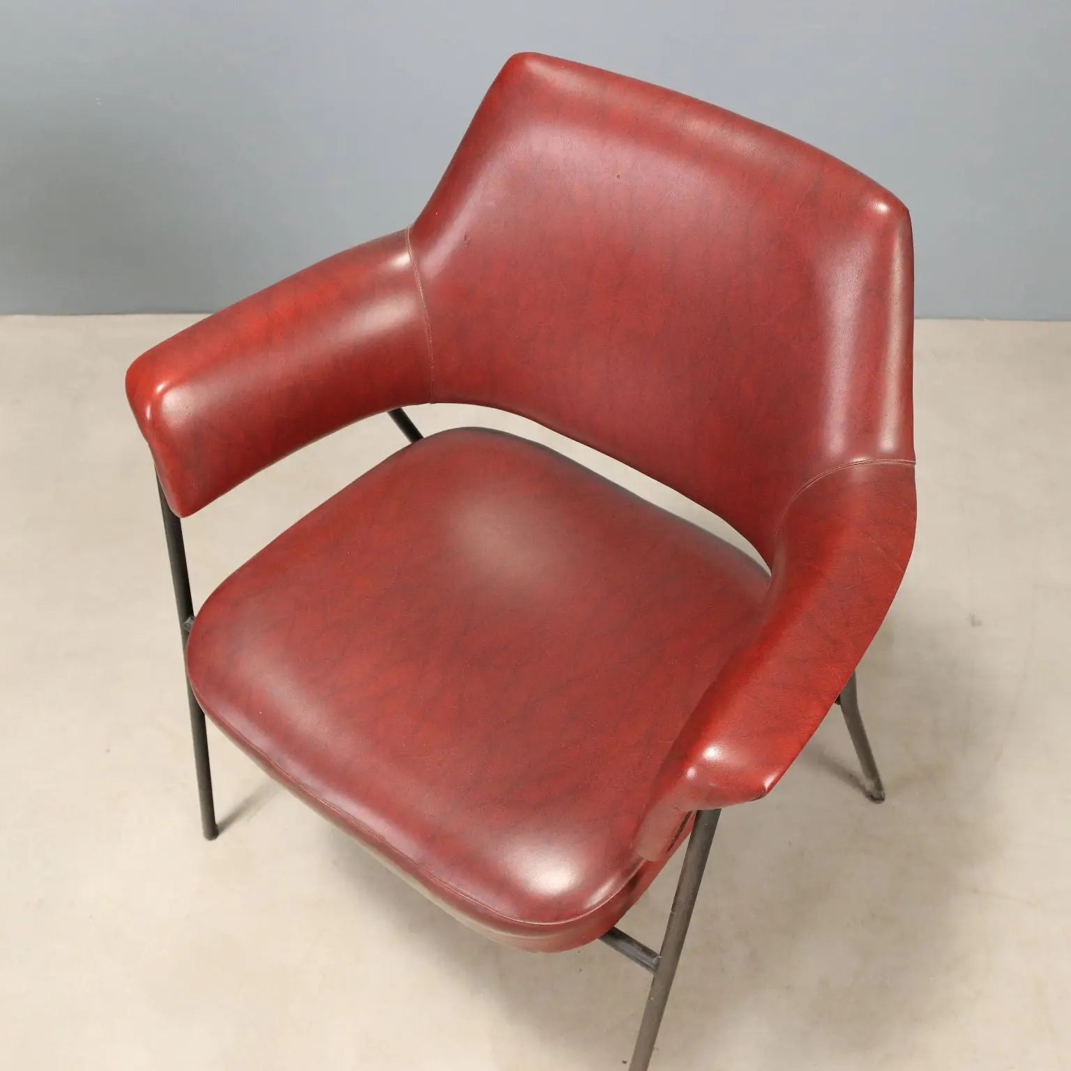 Vintage Armchairs Metal Leatherette Design Italy 1960s