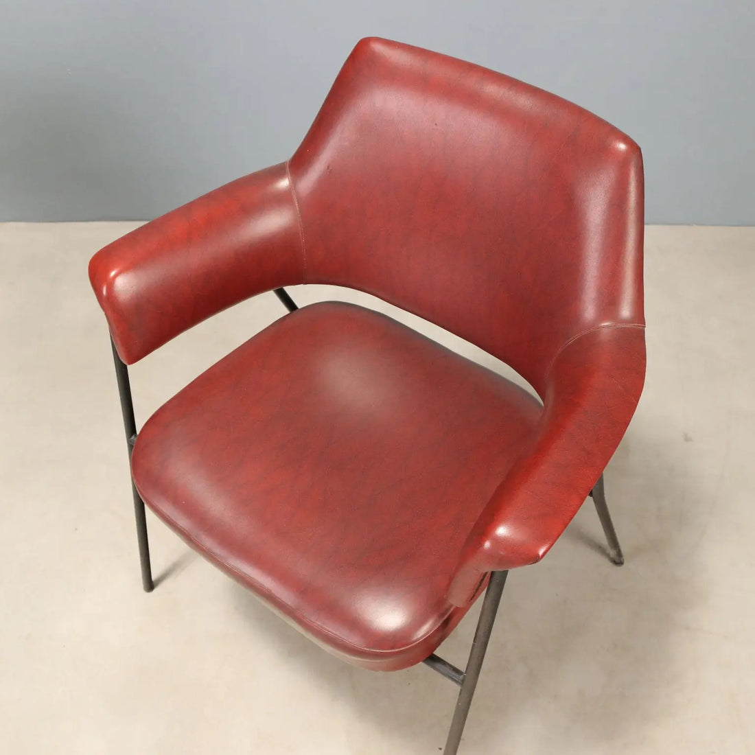 Vintage Armchairs Metal Leatherette Design Italy 1960s