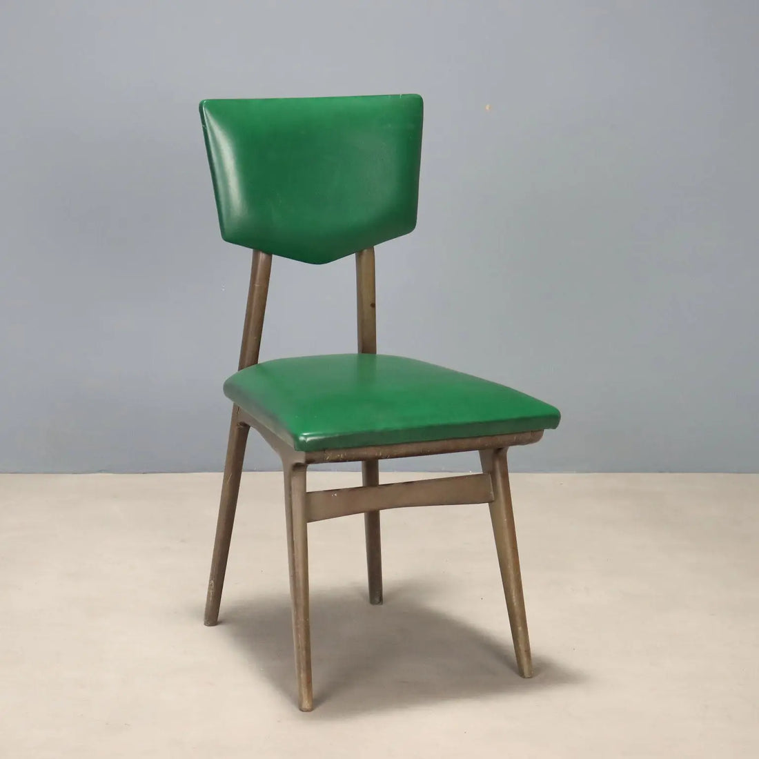 Vintage 1960s Chair in Beech and Green Skai