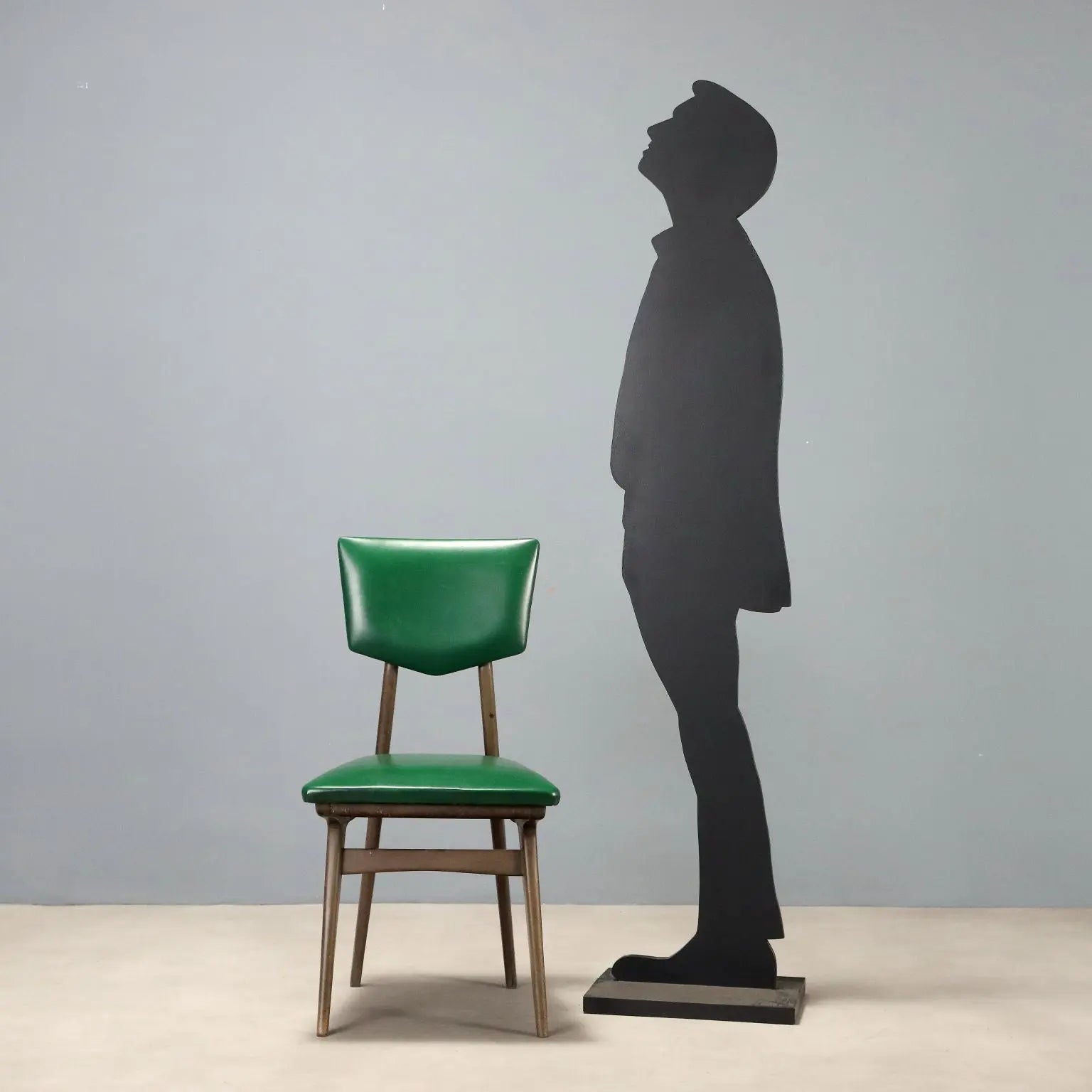 Vintage 1960s Chair in Beech and Green Skai